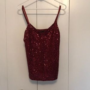Red sequined camisole top